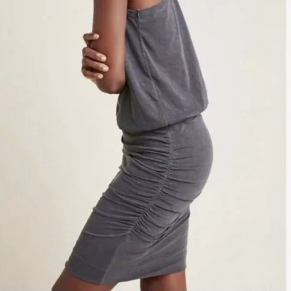 Sundry Gardien Ruched Racerback Tank Dress. Charcoal Grey. Size 3 (Large). - Picture 5 of 12